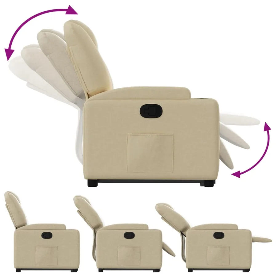 Fauteuil inclinable Crème Tissu - 7