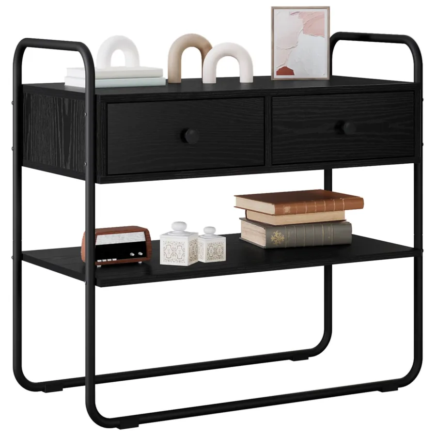 Table console Chêne noir 100 x 40 x 75 cm Bois d'ingénierie - 3