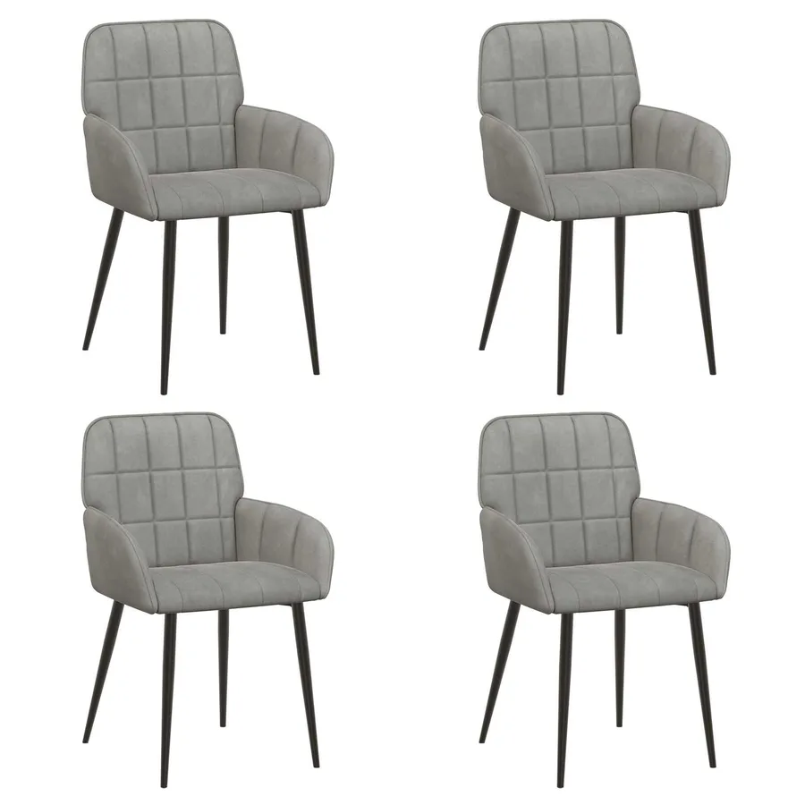 Chaises de salle à manger 4 pcs Velours Gris clair - 2