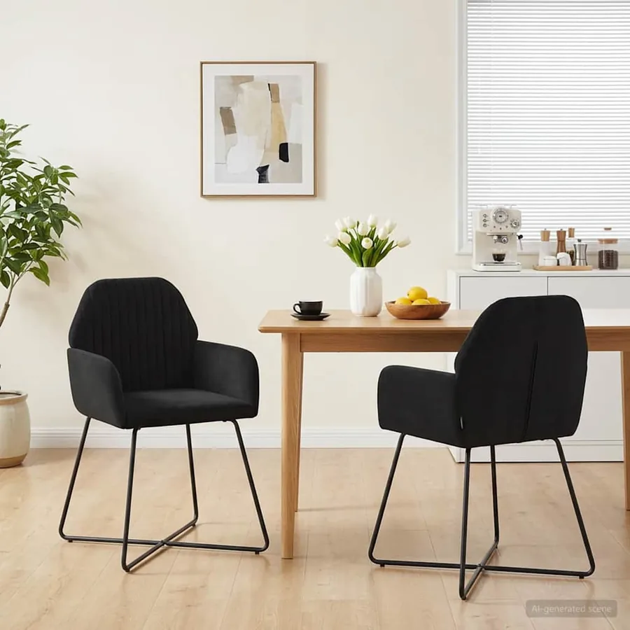 Chaises de salle à manger 2 pcs Velours Noir 55 x 50 x 84 cm