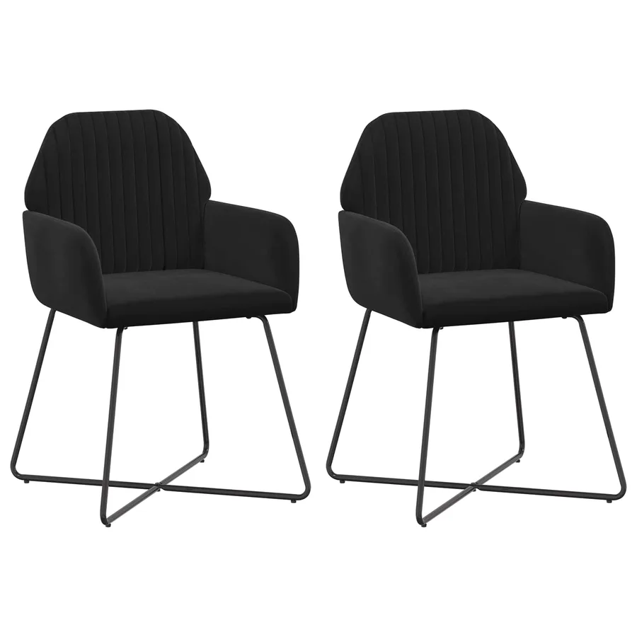 Chaises de salle à manger 2 pcs Velours Noir 55 x 50 x 84 cm - 2