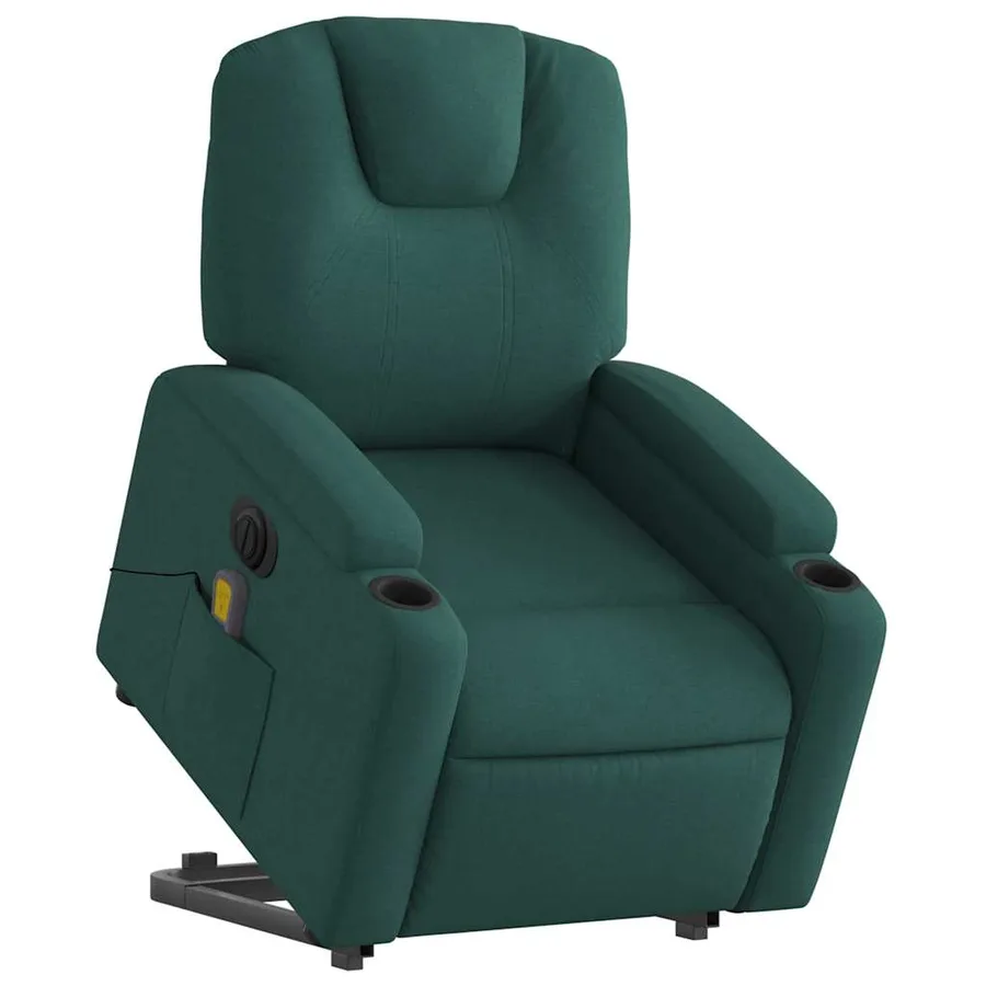 Fauteuil inclinable de massage électrique Vert foncé Tissu - 3