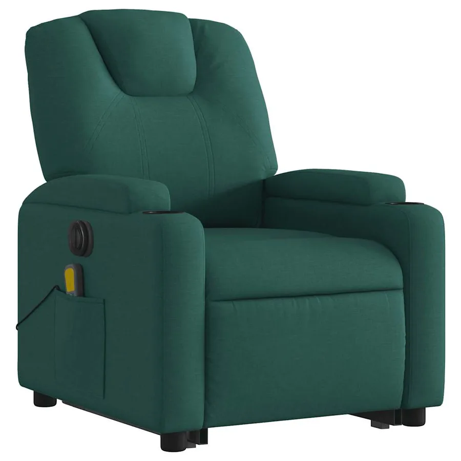 Fauteuil inclinable de massage électrique Vert foncé Tissu - 4