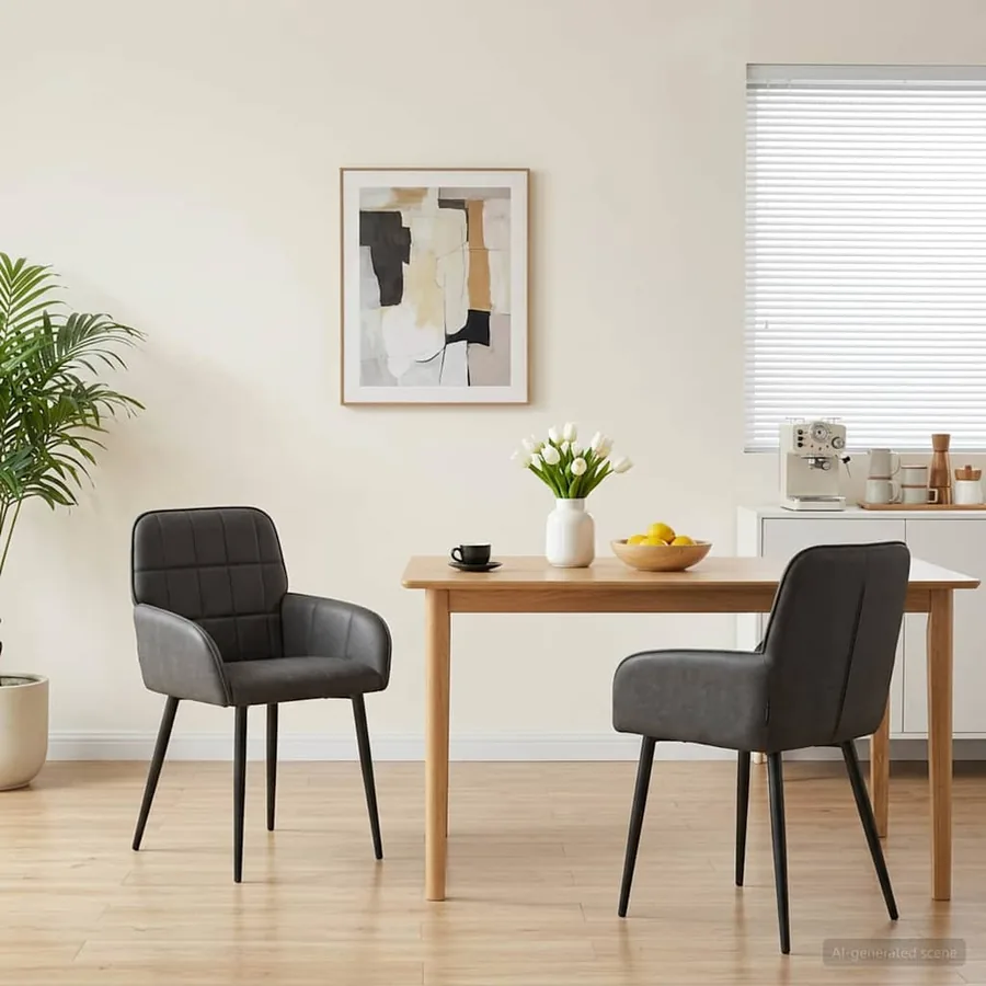 Chaises de salle à manger 2 pcs Simili cuir Noir