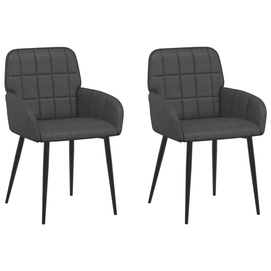 Chaises de salle à manger 2 pcs Simili cuir Noir - 2