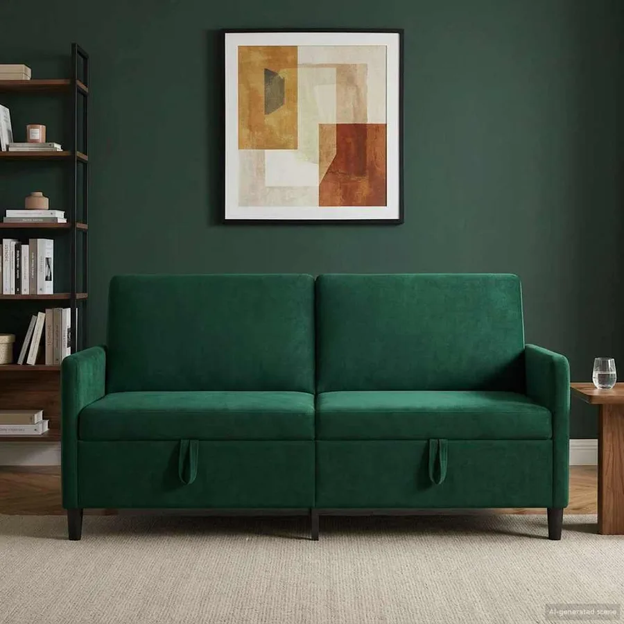 Sofa avec rangement Vert foncé 172 x 78 x 87 cm Polyester - 3