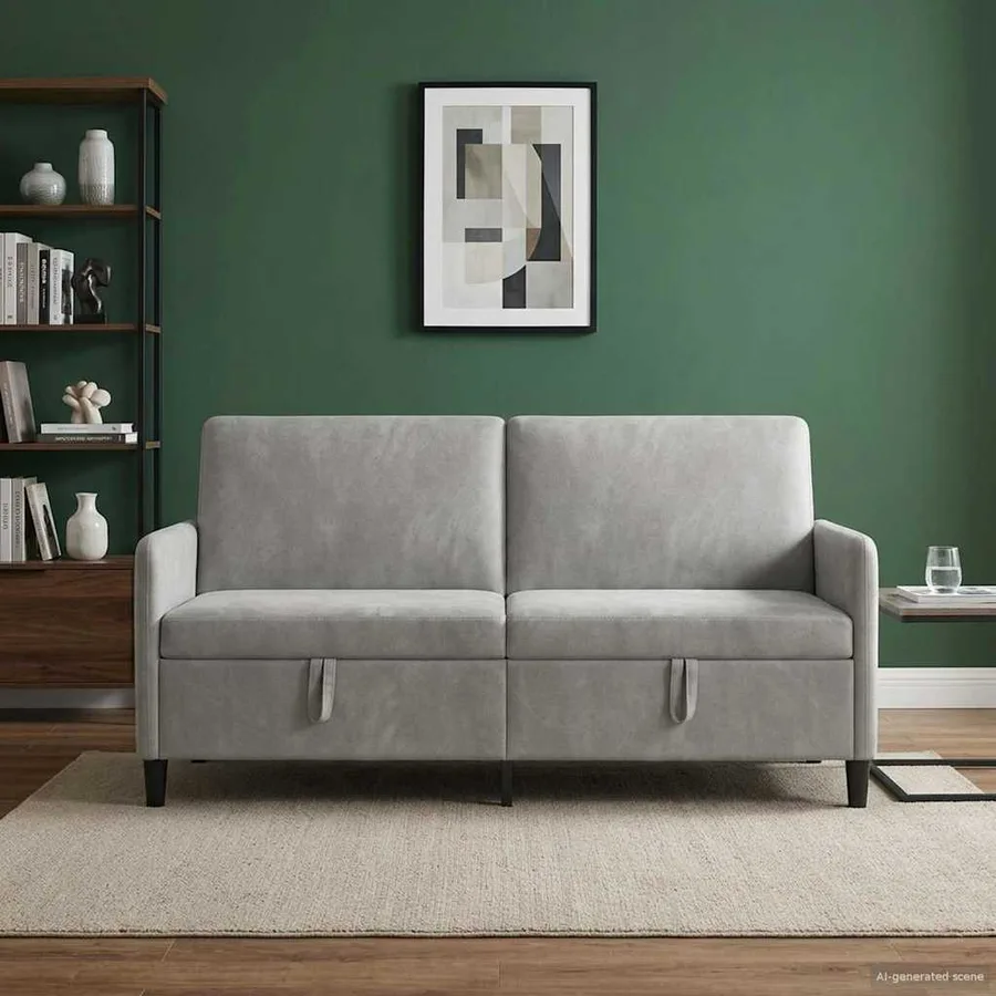 Sofa avec rangement Gris clair 172 x 78 x 87 cm Polyester - 3