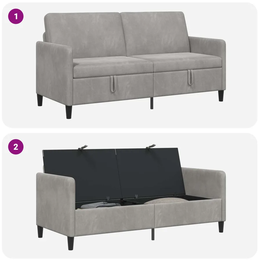 Sofa avec rangement Gris clair 172 x 78 x 87 cm Polyester - 7