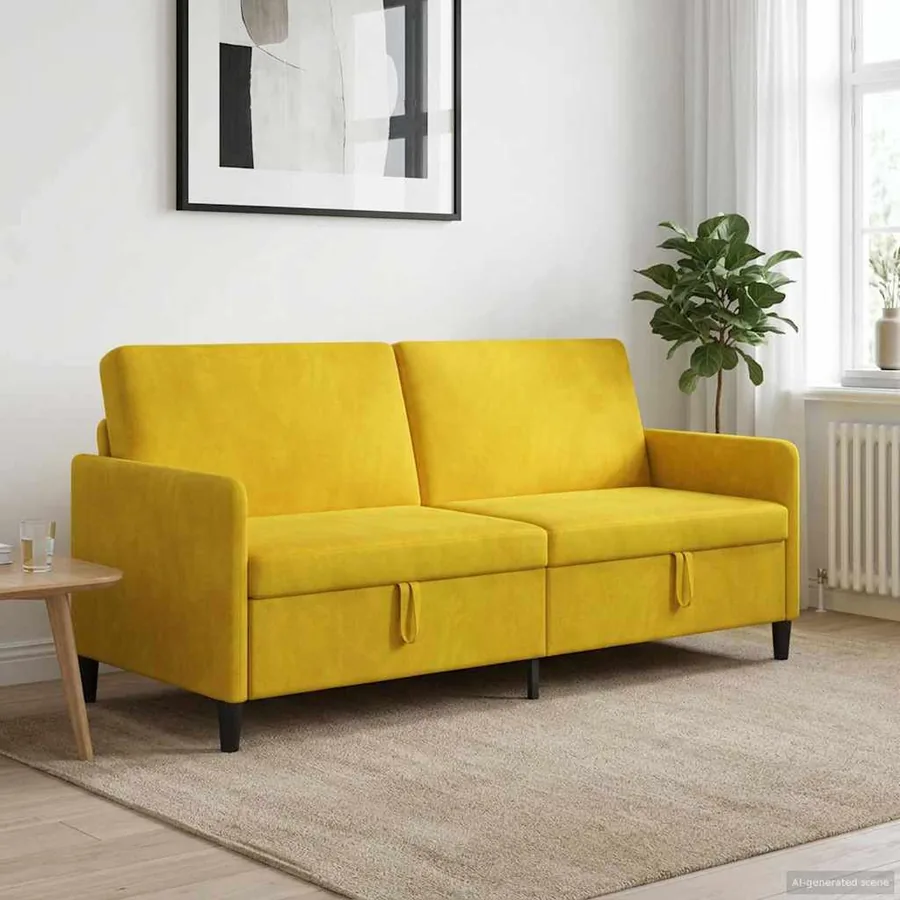 Sofa avec rangement Jaune 192 x 78 x 87 cm Polyester