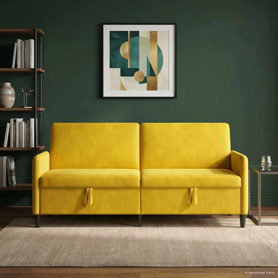 Sofa avec rangement Jaune 192 x 78 x 87 cm Polyester - 3