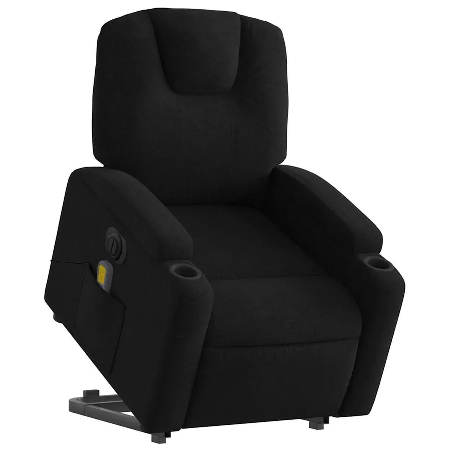 Fauteuil inclinable de massage électrique Noir Tissu - 3