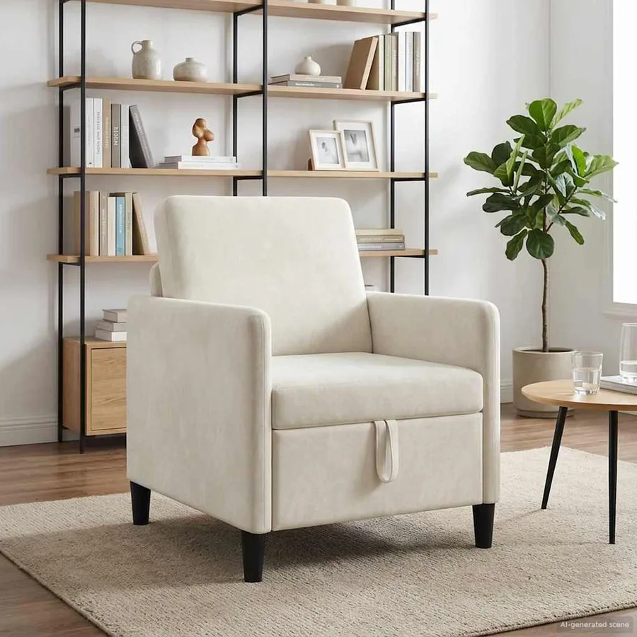 Sofa avec rangement Crème 72 x 78 x 87 cm Polyester - 3