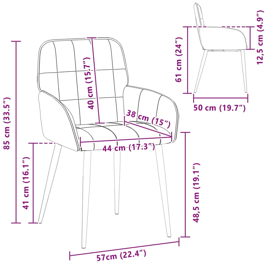 Chaises de salle à manger 6 pcs Velours Vert Mer - 8