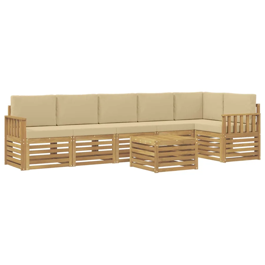 Ensemble de canapés d'extérieur 7 pcs Blanc et Beige - 2