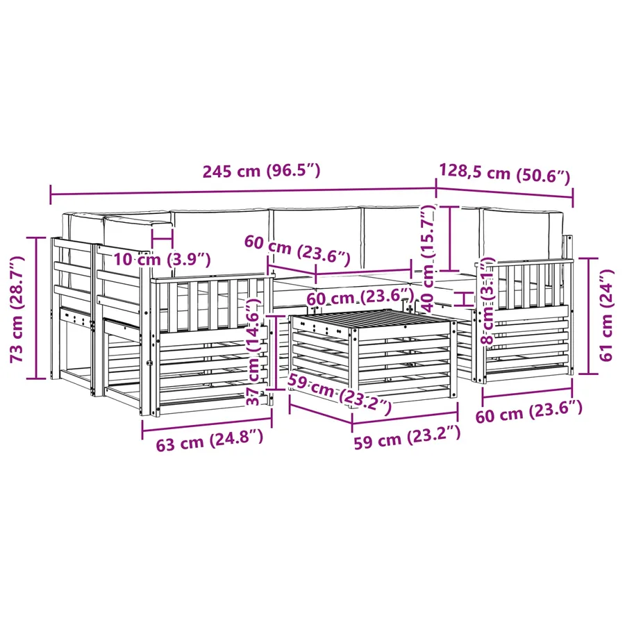 Ensemble de canapés d'extérieur 7 pcs Blanc et anthracite - 7