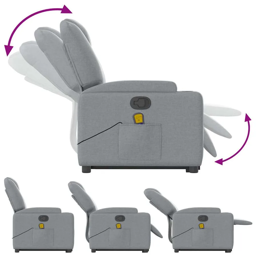 Fauteuil de massage inclinable Gris clair Tissu - 7