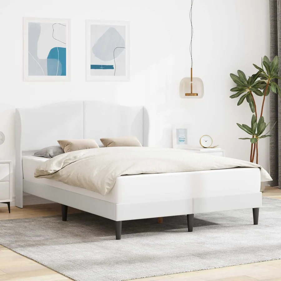 Cadre de lit avec tête de lit Blanc 160 x 200 cm Simili cuir
