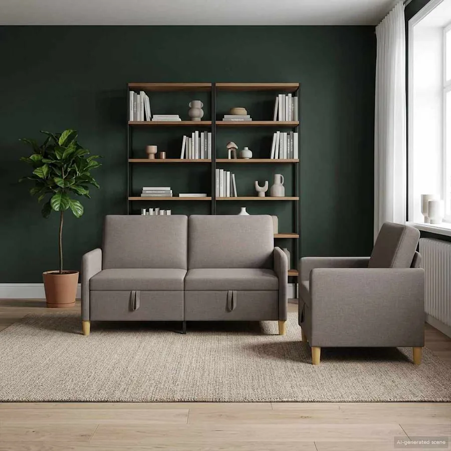 Canapé avec rangement 2 pcs Taupe Polyester