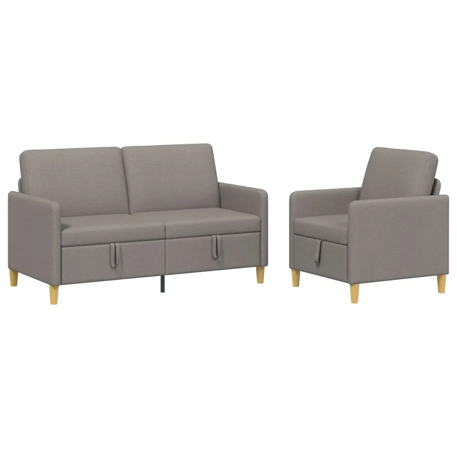 Canapé avec rangement 2 pcs Taupe Polyester - 2