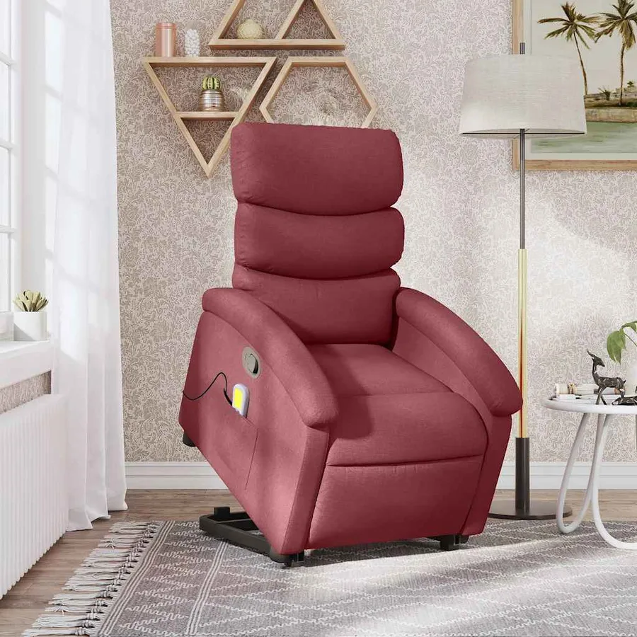 Fauteuil inclinable de massage Rouge bordeaux Tissu - 16