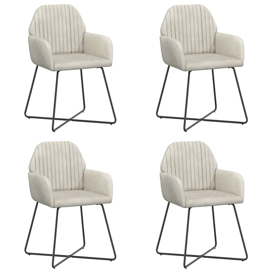 Chaises de salle à manger 4 pcs Velours Crème 55 x 50 x 84 cm