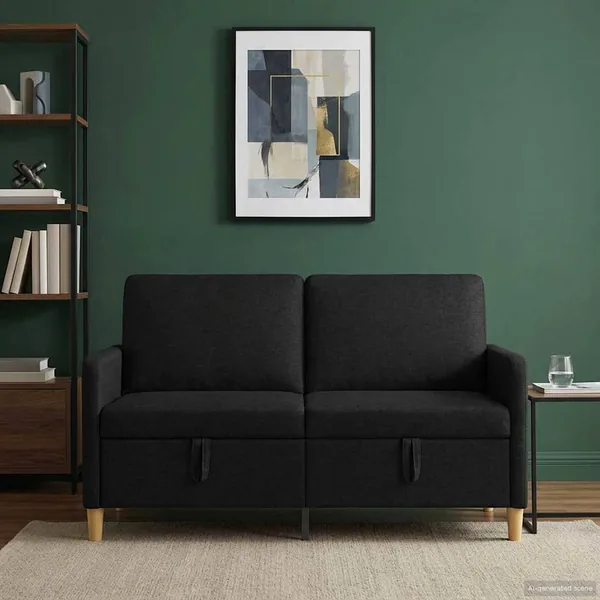 Sofa avec rangement Noir 152 x 78 x 87 cm Polyester