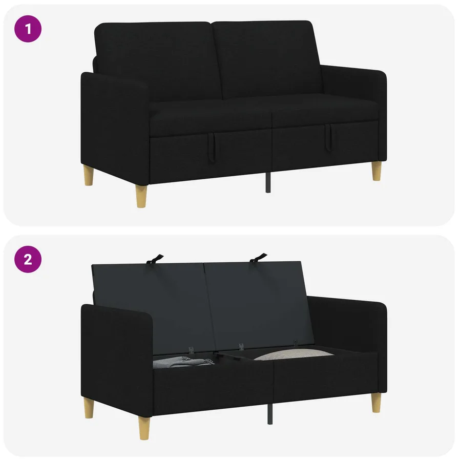 Sofa avec rangement Noir 152 x 78 x 87 cm Polyester - 6