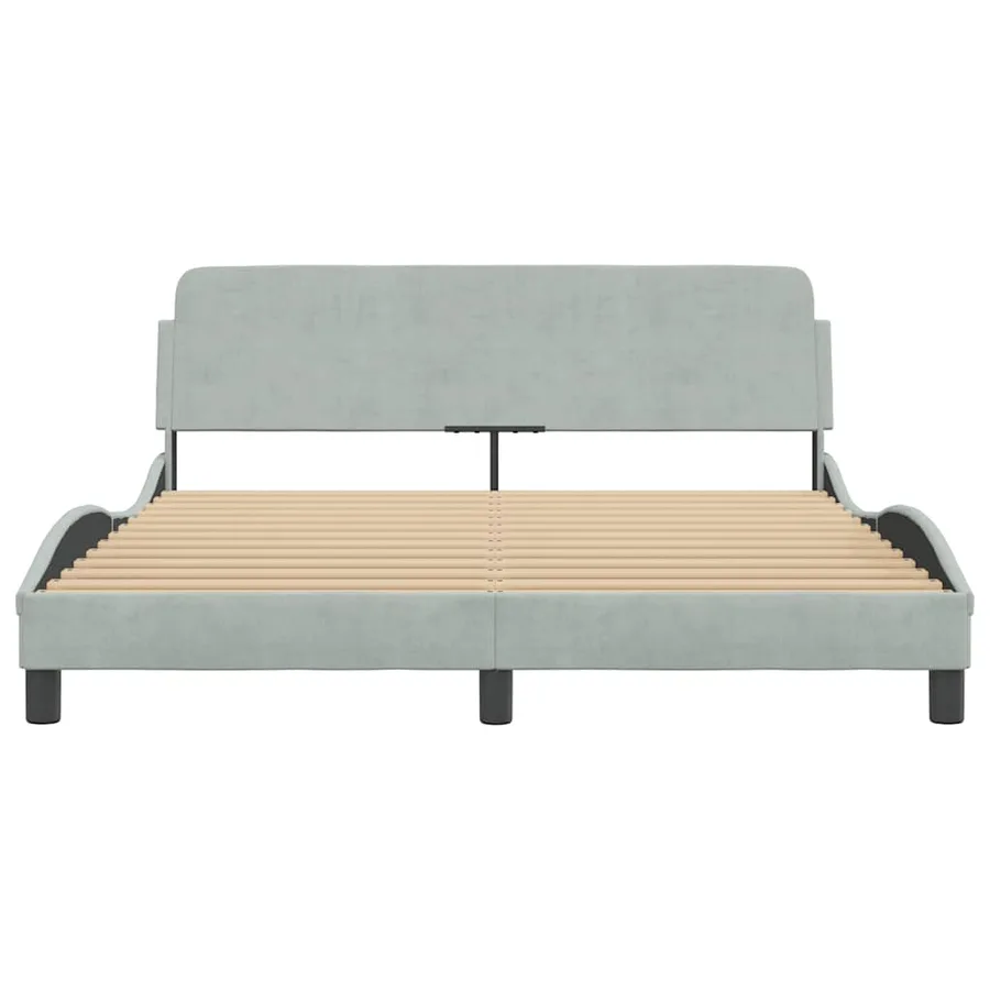 Cadre de lit Dover gris clair 152x203 cm velours - 4