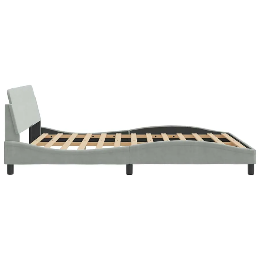 Cadre de lit Dover gris clair 152x203 cm velours - 5