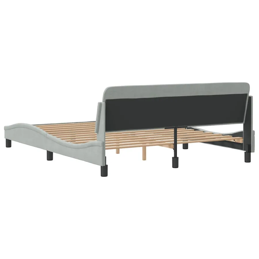 Cadre de lit Dover gris clair 152x203 cm velours - 6