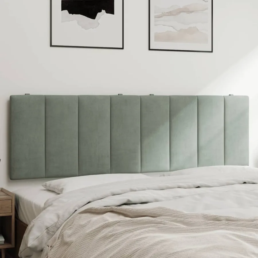 Coussin de tête de lit Hanko gris clair 152 cm velours