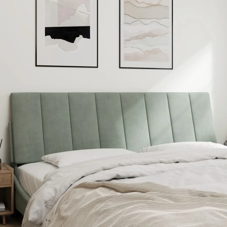 Coussin de tête de lit Hanko gris clair 152 cm velours - 3