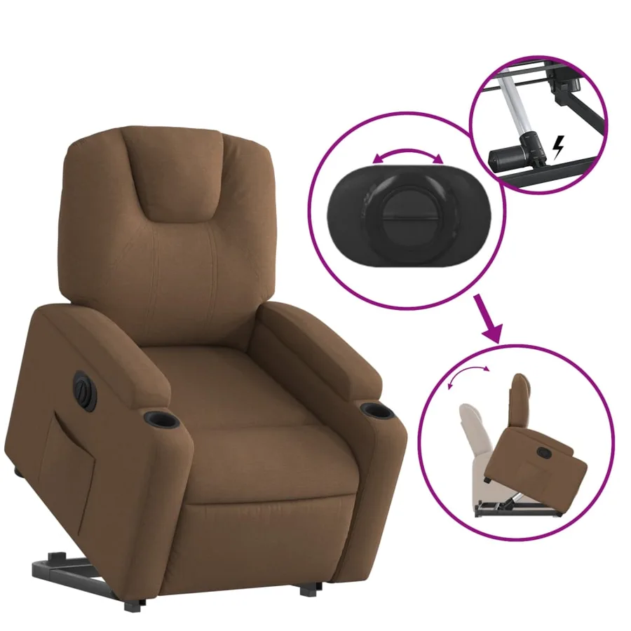Fauteuil inclinable électrique marron tissu - 11