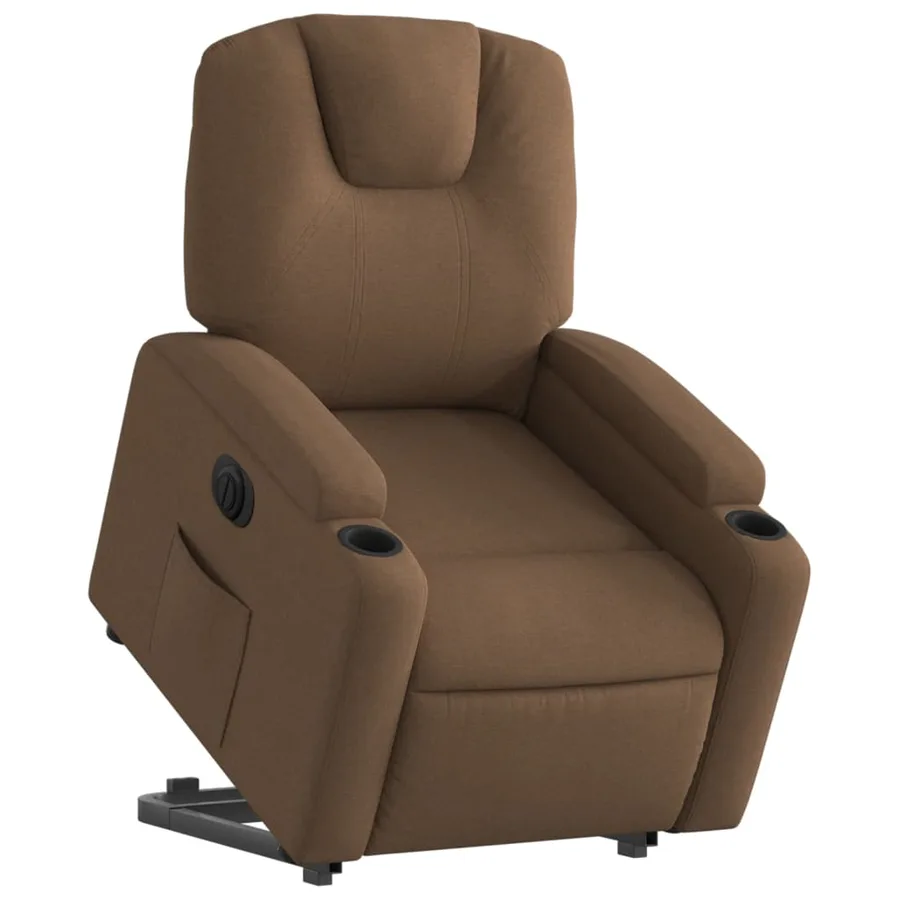 Fauteuil inclinable électrique marron tissu - 3