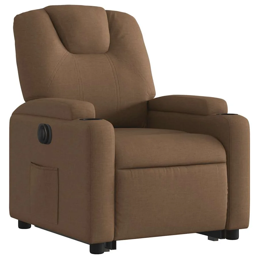 Fauteuil inclinable électrique marron tissu - 4