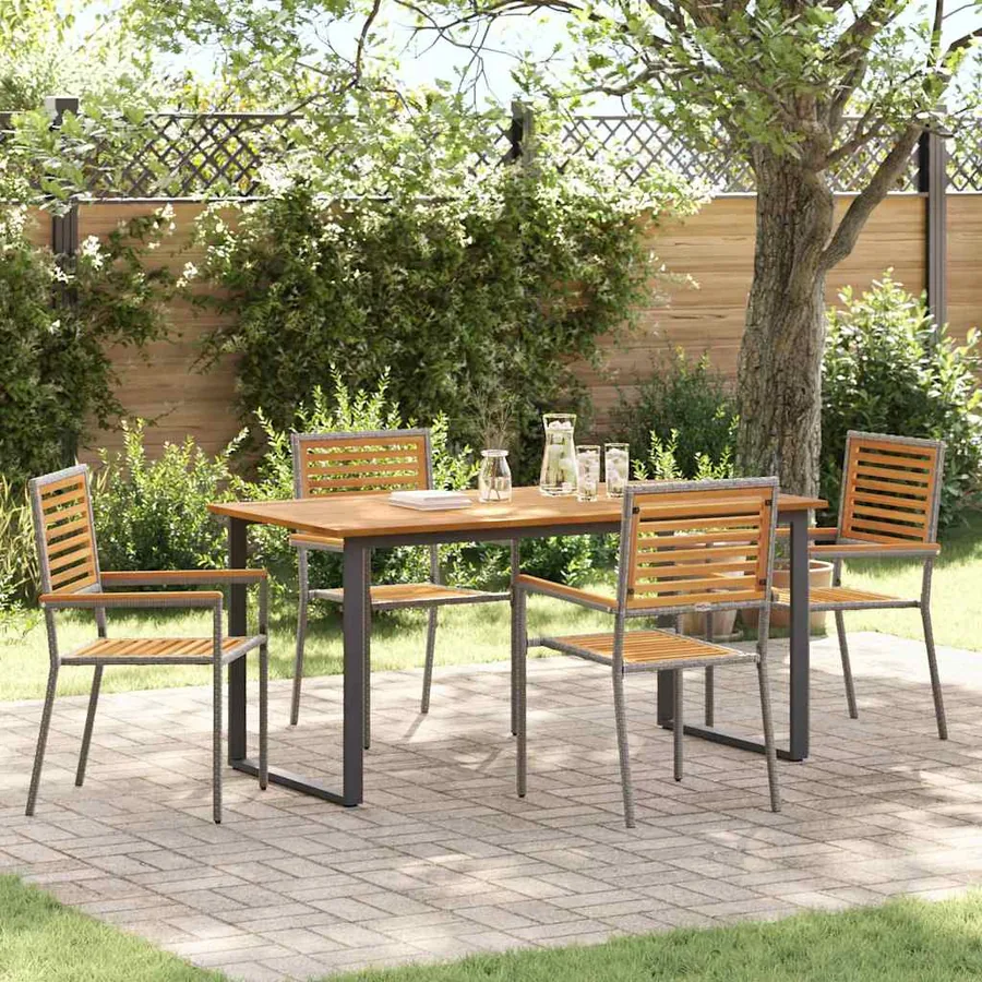 Ensemble de salle à manger pour jardin 5 pcs Gris