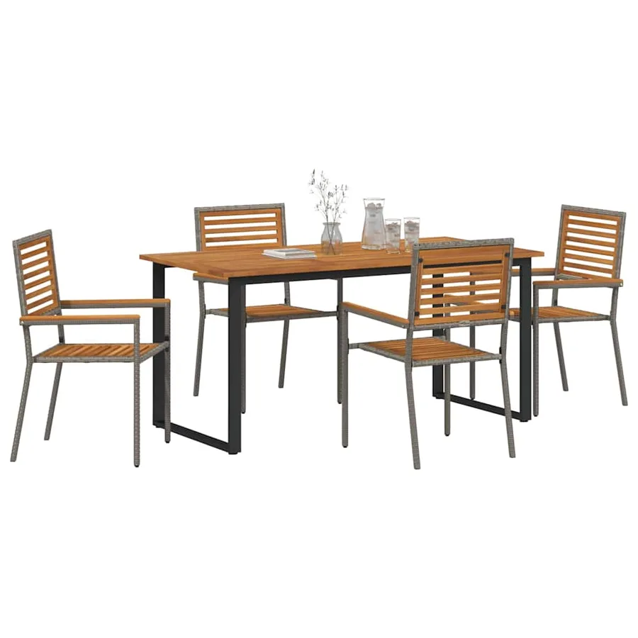 Ensemble de salle à manger pour jardin 5 pcs Gris - 3