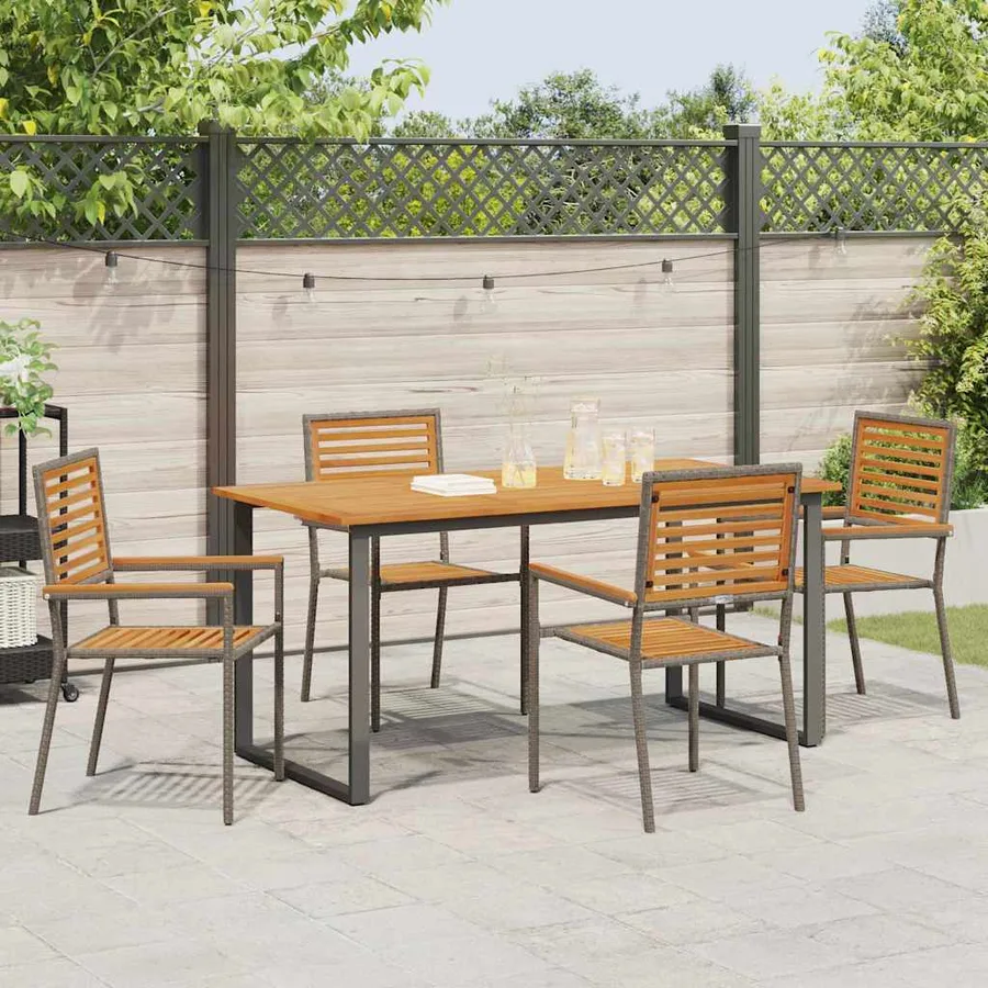 Ensemble de salle à manger pour jardin 5 pcs Gris - 4