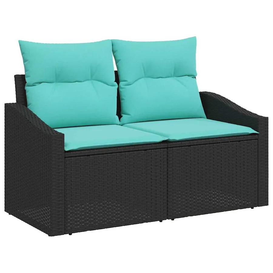 Ensemble de Canapés 9 pcs Noir et turquoise polyrotin - 4