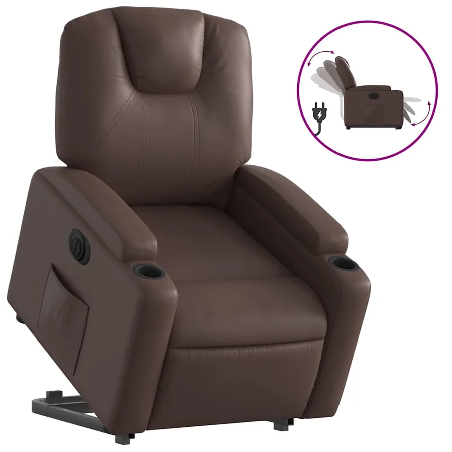 Fauteuil inclinable électrique marron similicuir - 2