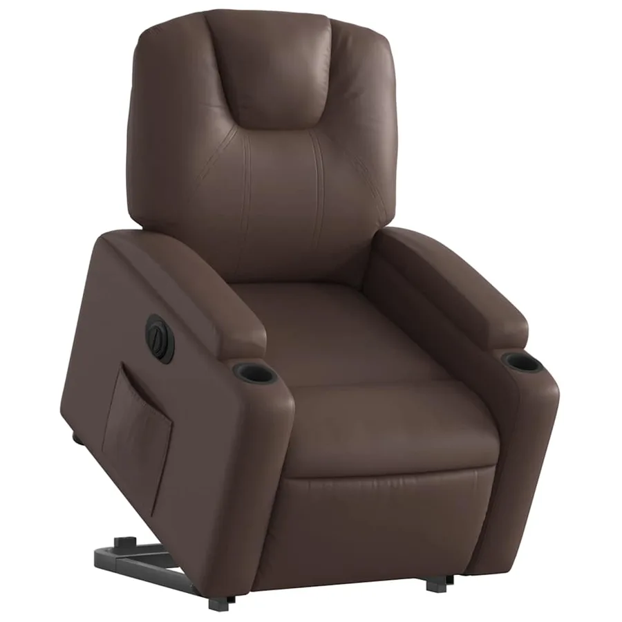 Fauteuil inclinable électrique marron similicuir - 3