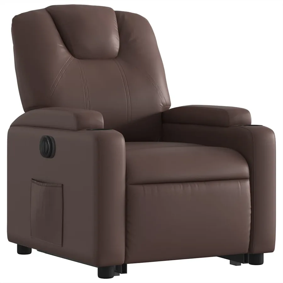 Fauteuil inclinable électrique marron similicuir - 4