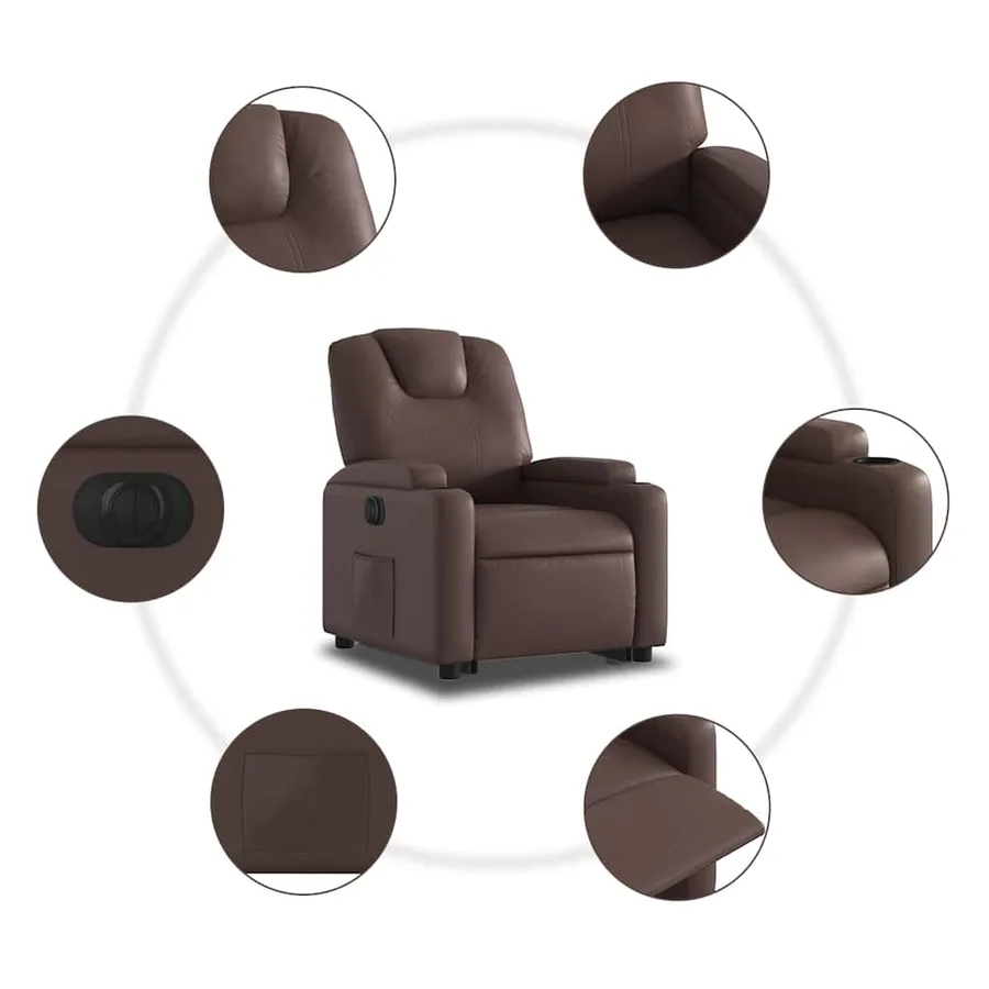 Fauteuil inclinable électrique marron similicuir - 8