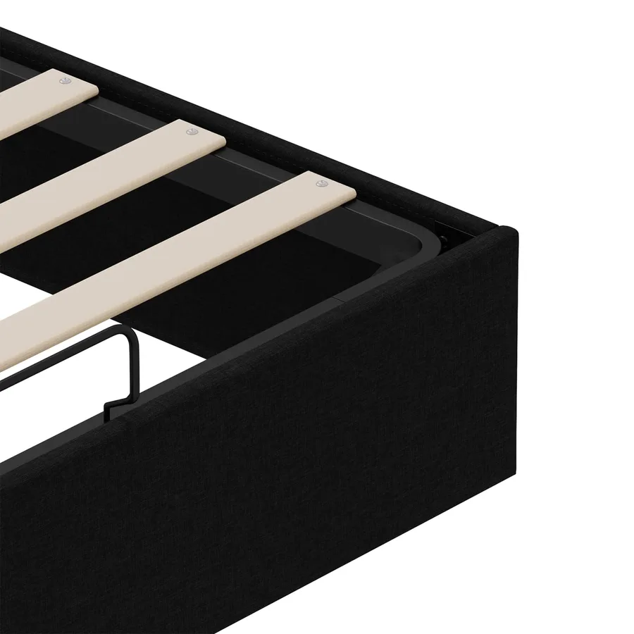 Cadre de lit ottoman Noir Lit double classique Tissu - 10