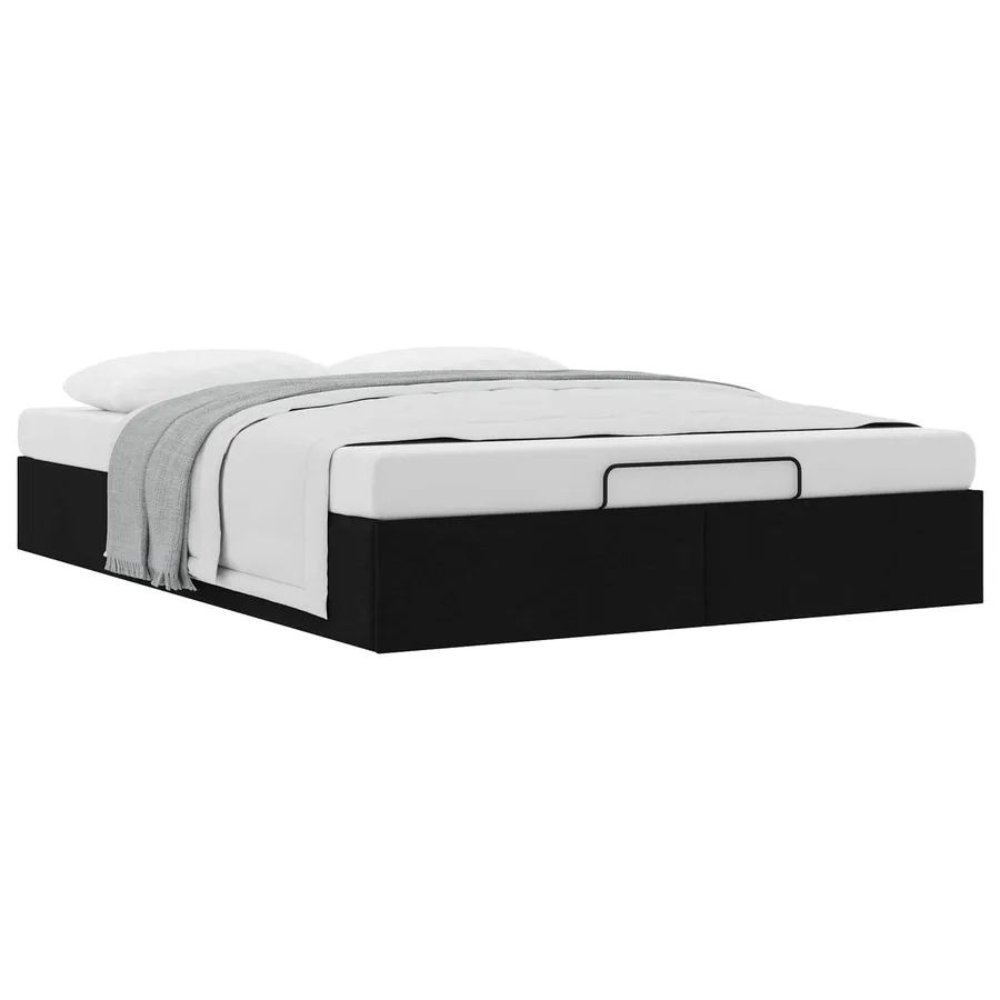 Cadre de lit ottoman Noir Lit double classique Tissu - 3