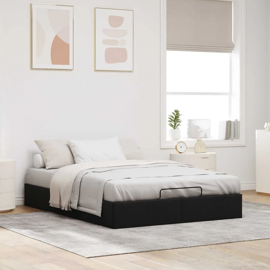 Cadre de lit ottoman Noir Lit double classique Tissu - 4