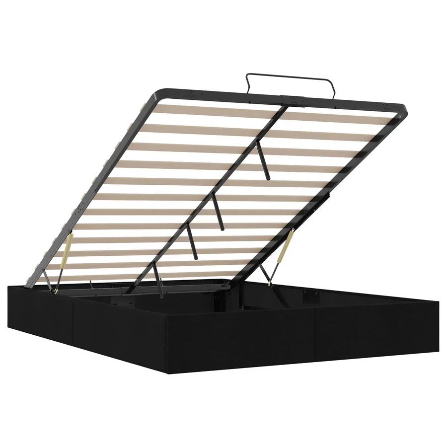 Cadre de lit ottoman Noir Lit double classique Tissu - 5