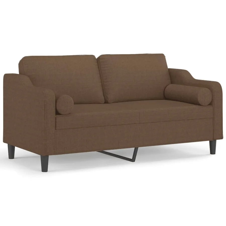Canapé 2 places avec oreillers décoratifs marron 140 cm tissu - 2