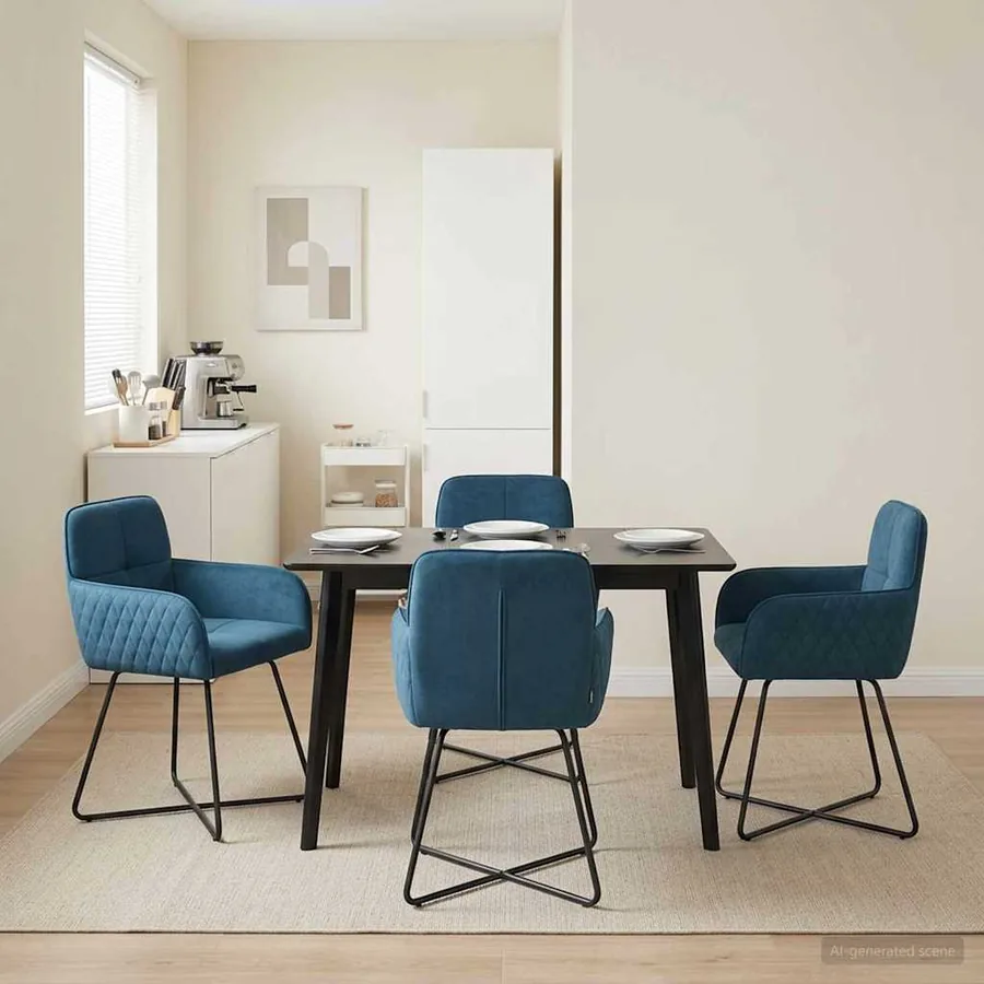 Chaises de salle à manger 4 pcs Velours Bleu 59 x 56,5 x 86 cm