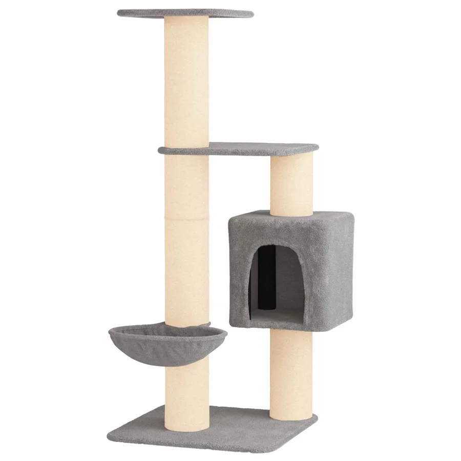 Arbre à chat avec poteaux à griffer en sisal Gris clair 137 cm - 2